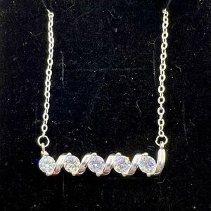 Elegant Sterling Silver (S925) 18” Necklace with Sparkling CZ Accents
